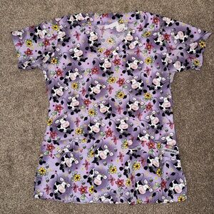 Purple Cow Print Scrub Top